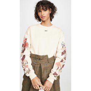 Off-White Cream Floral Sleeve Sweatshirt